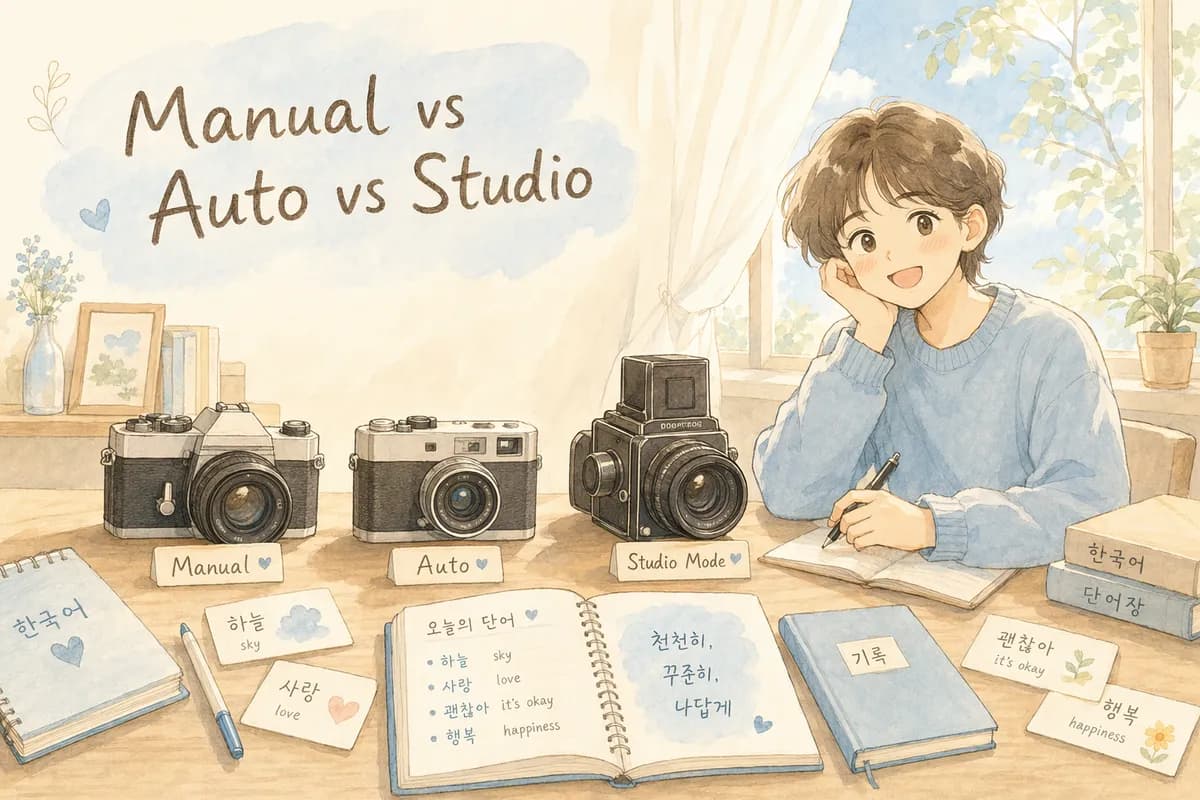 Manual vs Auto vs Studio Mode in Our Korean Vocab Quiz