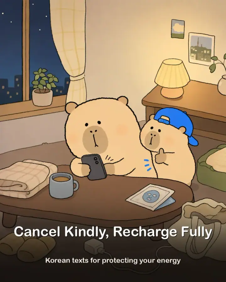 Korean Phrases for Canceling Plans Instagram phrase list cover