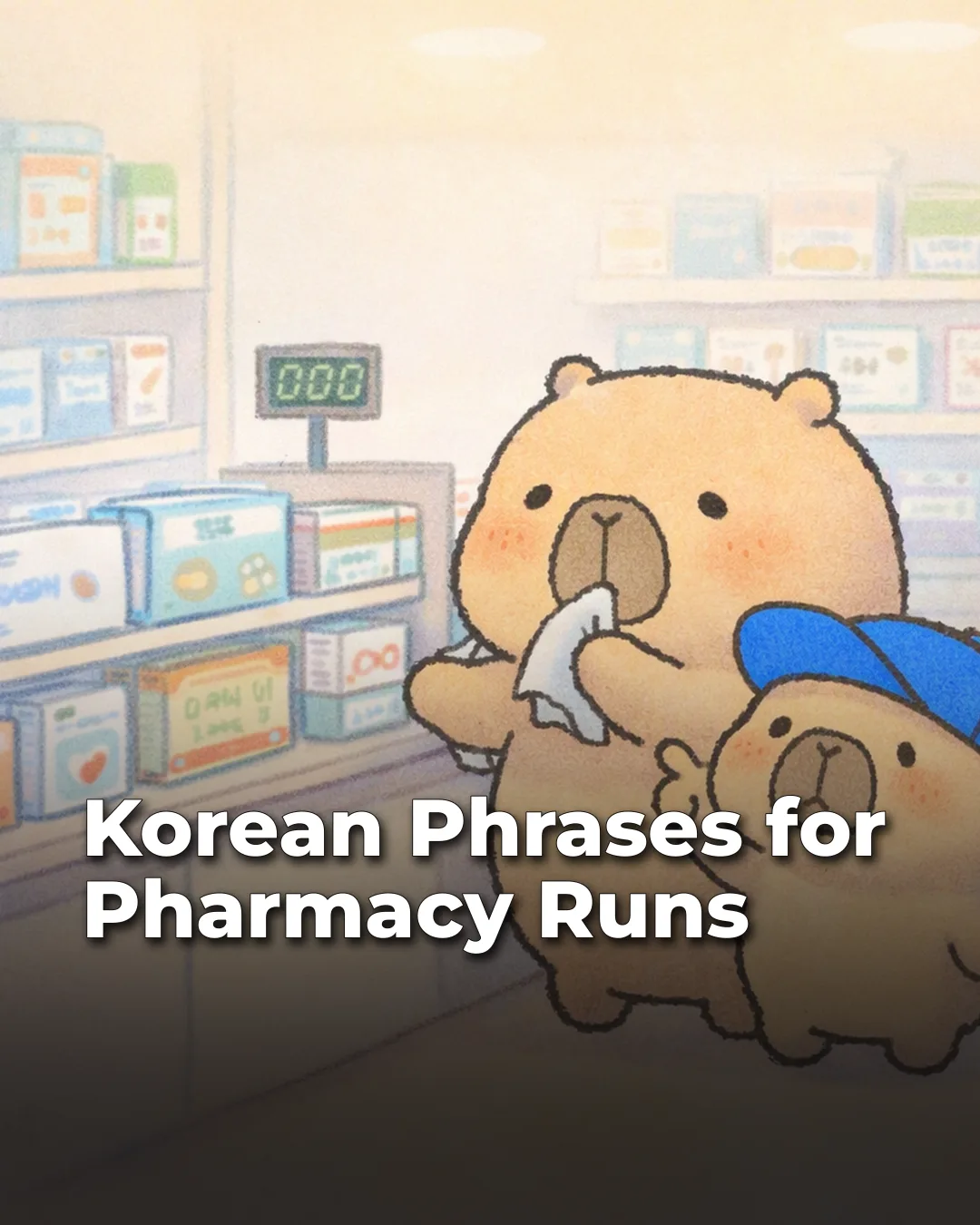 Korean Phrases for Pharmacy Runs Instagram phrase list cover