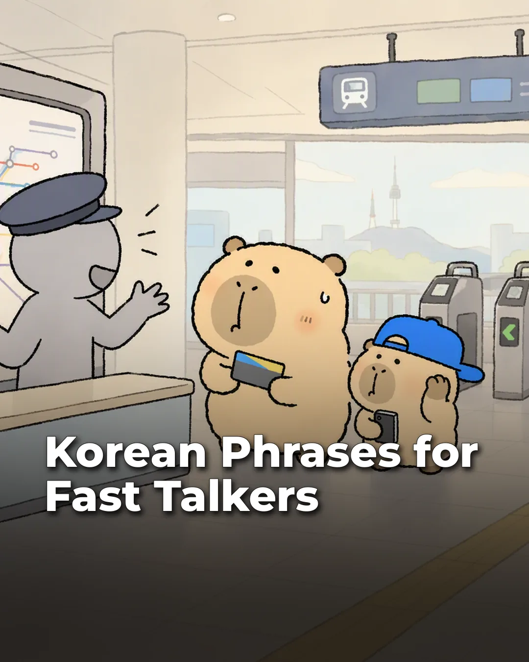 Korean Phrases for Fast Talkers Instagram phrase list cover